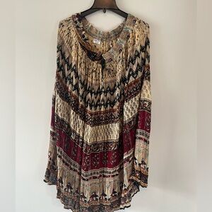 Wonder Wear Women Bohemian Maxi Skirt in Red and Cream Free Size